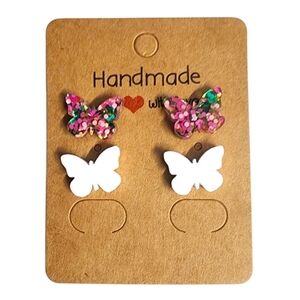 Starlit Frostwing Acrylic Stud Earrings - 2 Pair